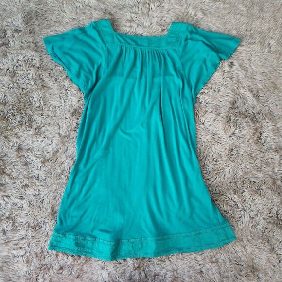 Apt. 9 Square Neck Glitter Sleeve Empire Waist Top Green Women's Size Medium - Picture 9 of 11